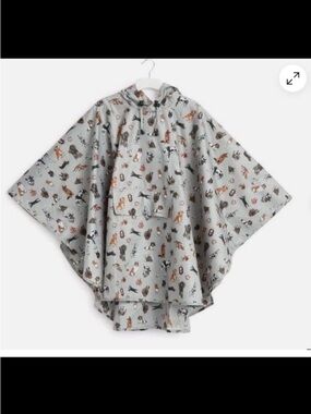Vera Bradley Dog Print Rain Poncho Hooded Packable Gray One Size